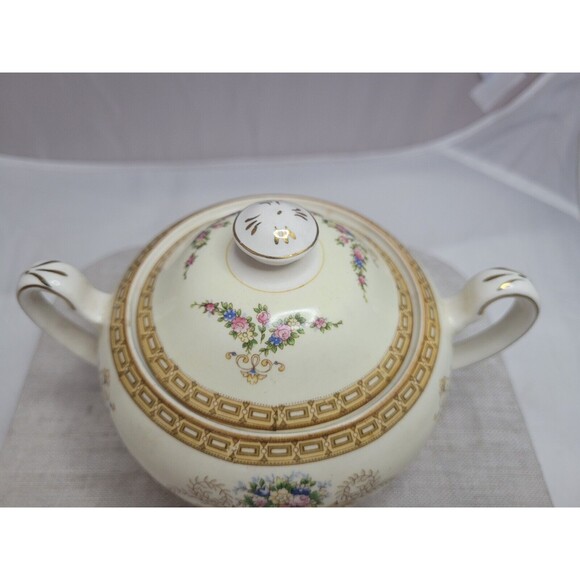 Alfred Meakin Festive Yellow Sugar w/ Lid Vintage - Picture 2 of 6